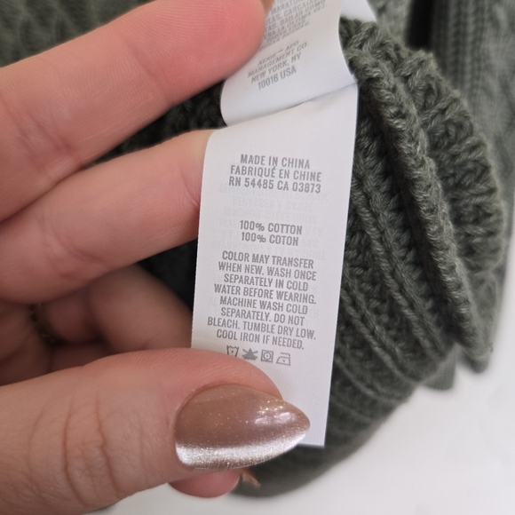 Aerie Oversized Cableknit V Neck Green Sweater, L - Picture 10 of 11